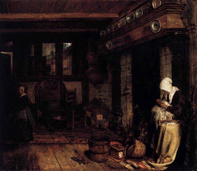 Esaias Boursse Dutch Interior with Woman Sewing Norge oil painting art